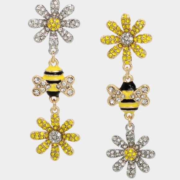 NWT Betsey Johnson Bee & Flower Earrings - Picture 8 of 8